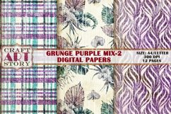 Grunge Purple floral Pattern Papers,Kit Backgrounds Product Image 4