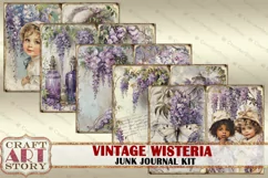 Vintage Wisteria Junk Journal Kit,scrapbook printables Product Image 4