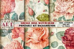 Grunge Pattern Papers,Watercolor Roses Backgrounds Printable Product Image 4