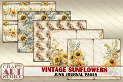 Vintage Sunflower Junk Journal Pages,nature floral papers Product Image 4