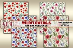 Wildflowers Kit Backgrounds,floral journal papers-6,12 Pages Product Image 4