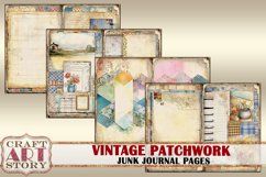 Vintage patchwork Junk Journal Pages,quilt backgrounds Product Image 4
