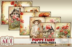 Poppy Fairy fantasy Junk Journal Pages,fairies Poppies paper Product Image 4