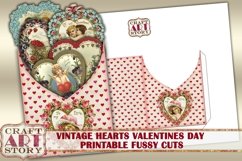 Vintage stickers set,fussy cuts Printable,Hearts Valentines Product Image 4