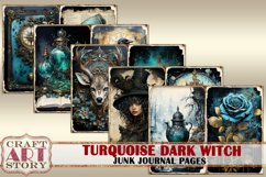 Turquoise dark witch Junk Journal Pages,scrapbook printables Product Image 4