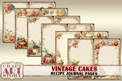 Vintage Cookery Recipe food junk journal,Cakes cookbook Page Product Image 4