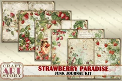 Vintage Strawberry Fantasy Junk Journal Pages, printables Product Image 5