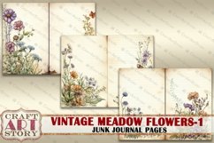 Vintage meadow flowers-1 junk journal Pages,Botanical Product Image 5