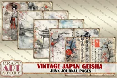 Vintage Japan Geisha Junk Journal picture collage,Digital Product Image 5