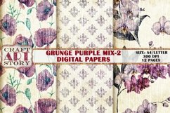 Grunge Purple floral Pattern Papers,Kit Backgrounds Product Image 5