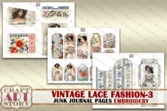 Vintage lace fashion Junk Journal Kit part 3 Embroidery Product Image 5