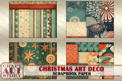 Vintage Christmas Art Deco scrapbook paper Pack, Printable Product Image 5
