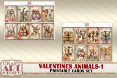 Vintage Valentines animals printable cards set-1, printables Product Image 5