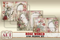 Rose fantasy Junk Journal Pages,Vintage Floral digital paper Product Image 5