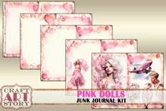 Pink dolls Junk Journal Pages,scrapbook digital paper Product Image 5