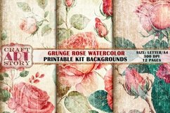 Grunge Pattern Papers,Watercolor Roses Backgrounds Printable Product Image 5