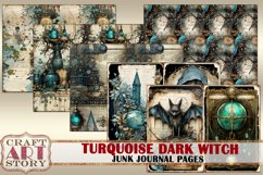 Turquoise dark witch Junk Journal Pages,scrapbook printables Product Image 5