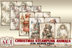 Christmas steampunk animals Junk Journal Pages,winter Product Image 5