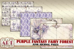 Purple Fantasy Fairy Forest Junk Journal Pages, printables Product Image 5