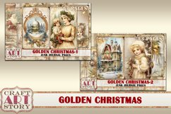 Vintage Golden Christmas-1 Junk Journal Kit,Printable Collag Product Image 5