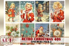 Retro Christmas Ephemera Pack,1940s papers,retro card Product Image 5