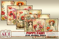 Poppy Fairy fantasy Junk Journal Pages,fairies Poppies paper Product Image 5