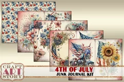 Patriotic Junk Journal Pages,4th of July scrapbook papers Product Image 5