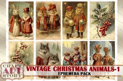 Vintage Christmas animals Ephemera Pack-1,winter images Product Image 5