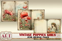 Vintage poppies girls Junk Journal Kit printables poppie Product Image 5