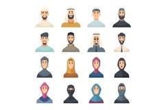 Arabic faces. Avatars muslim characters portraits of arabic Product Image 1