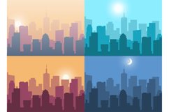Cityscape. City view at night or at sunrise and sunset. Land Product Image 1