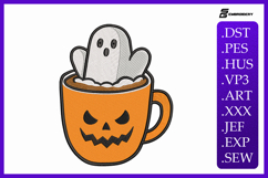 Ghost Coffee Mug Embroidery Designs For Machine Product Image 1