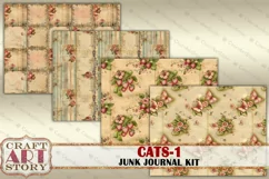 Funny Cats junk journal pages-1, fantasy cartoons 50's style Product Image 6