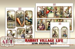 Vintage Bunny Collage Junk Journal Kit-1 Rabbit village life Product Image 7
