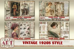 Vintage fashion Junk Journal Kit 1920s style, Collage Sheets Product Image 6