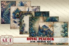 Royal peacock Junk Journal Kit, feathers peacock Product Image 6