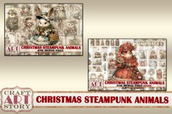 Christmas steampunk animals Junk Journal Pages,winter Product Image 6