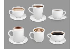 Coffee cup collection. Hot drinks with foam and steam smelli Product Image 1