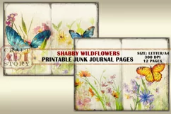 Shabby Wildflowers junk journal Pages,picture collage Product Image 7