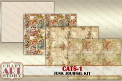 Funny Cats junk journal pages-1, fantasy cartoons 50's style Product Image 7