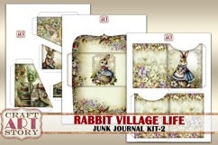 Vintage Bunny Collage Junk Journal Kit-2 Rabbit village life