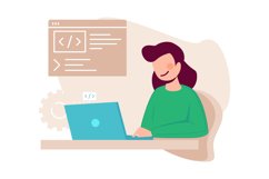 Female programmist. Woman writing code, content manager. You Product Image 1