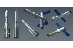 Space rockets. Realistic 3D spaceships and space stations, a Product Image 1