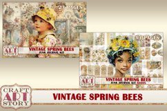 Vintage Spring bees Junk Journal Pages, digital papers Product Image 8