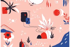 Scribble background. Modern colored pattern with exotic leav Product Image 1