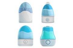 Humidifier icons set, cartoon style Product Image 1