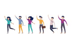 Hello people. Man woman greetings characters, happy flat div Product Image 1