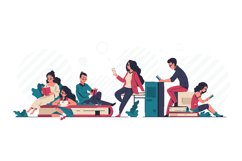 Reading books concept. Students learning and studying, tiny Product Image 1