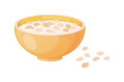 Porridge. Cartoon plate with oatmeal or muesli. Oat bowl and Product Image 1