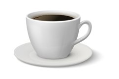 Realistic coffee cup. Espresso 3D mockup, white mug on plate Product Image 1